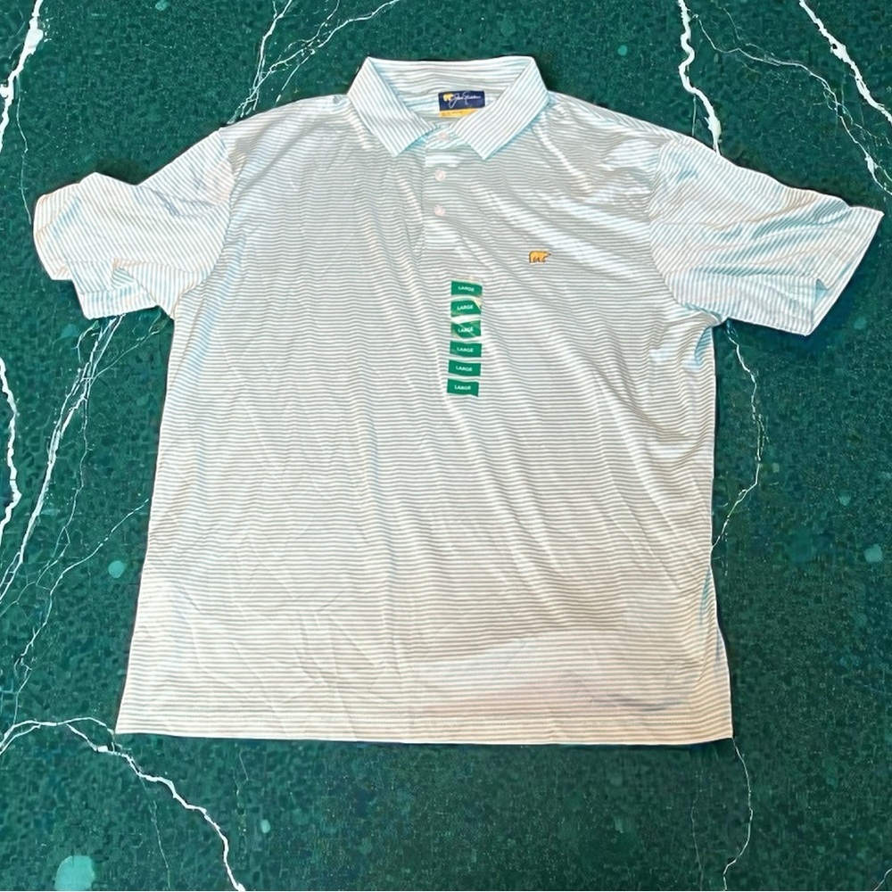 NEW! Jack Nicklaus Men’s Golf Polo Striped Shirt Large With Sun Protection - Picture 11 of 11